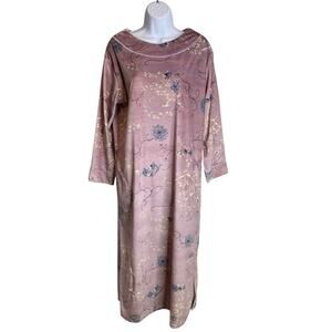 Vintage Cypress Women's Mauve‎ Velour Floral Midi Gown Kaftan Mumu Est. Size L